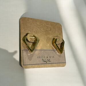 Diamond Shaped Gold Huggie Earrings